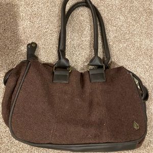 Volcom New York Minute mixed wool purse handbag brown